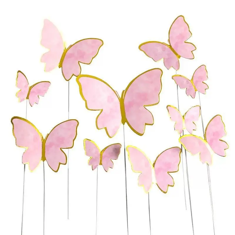 Iron Crafts Butterfly Birthday Cake Decoration Card Insertion Festival Plugin INS Baking Decoration Flag Combination Set