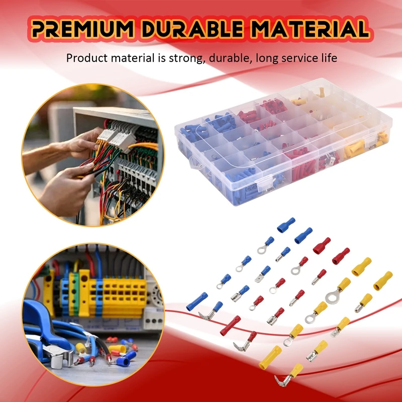 Promoção! 720 pçs kit de sortimento de talões de cabo fio plano fêmea e masculino isolado conectores de cabo de fio elétrico terminais de crimpagem s