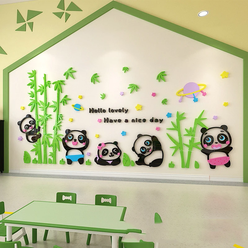 Imagem -05 - Desenhos Animados National Treasure Wall Sticker 3d Tridimensional Panda Acrílico Personalizado Quarto de Criança Fundo de Cabeceira Quarto