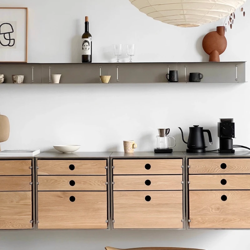 Imported white oak chest, upper wall cabinet, storage cabinet, dining side cabinet, bedside solid wood stainless steel