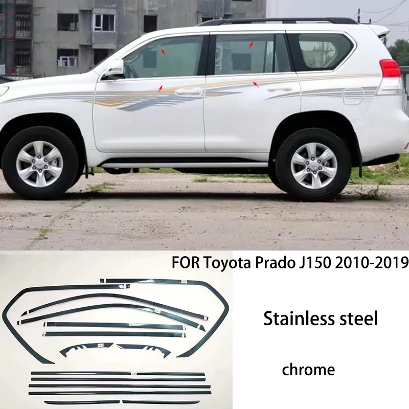 

Автомобильные аксессуары, подходят для Toyota Prado J150 2010-2019, хромированная накладка на внешнее окно из нержавеющей стали, накладка на порог, боковая крышка