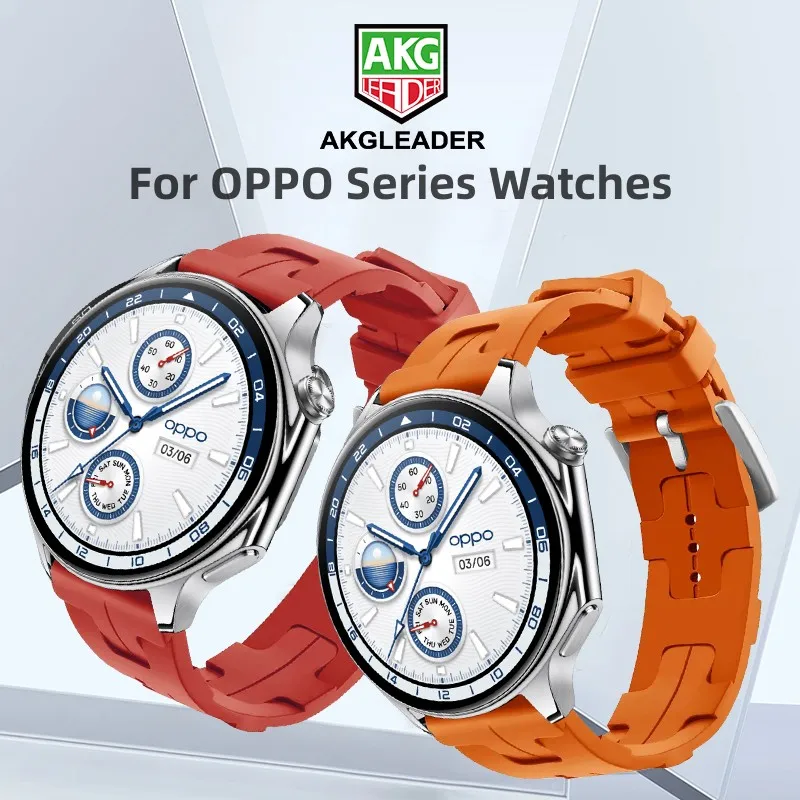 

AKGLEADER Fluororubber Checkered Watch Band For Oppo Watch X 22mm Watch 3Pro 4Pro Wrist Bracelet Oppo Watch SE 46mm 42mm Band