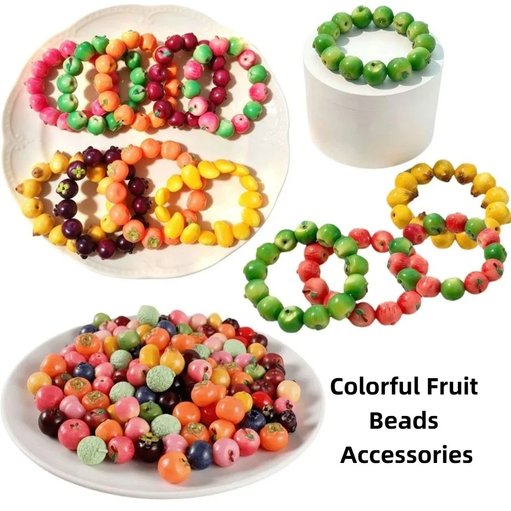 Not Hole Beads Fruit Necklace Accessories Stackable Blueberries Fruits Bracelet Accessories Handmade Colorful Beads for Not Hole