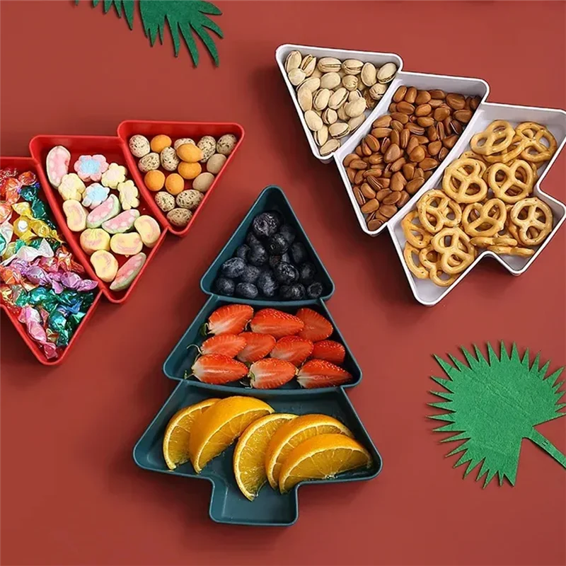 

High Quality-New Year Christmas Tree Fruit Bowl Household Snack Tray Candy Tray Melon Seeds Dried Fruit Box Snack Box,New Year C
