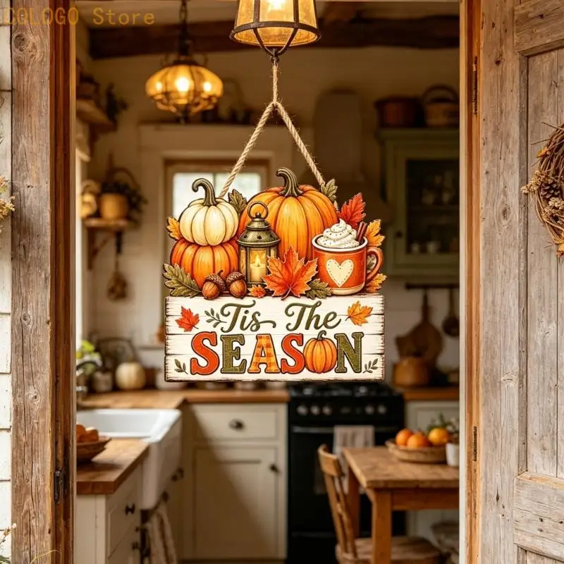 Fall Scarecrow Wooden Door Decors Pumpkin Hanging Sign For Farmhouses Thanksgiving Harvest Front Door Porch Hanger Plaque D0LD