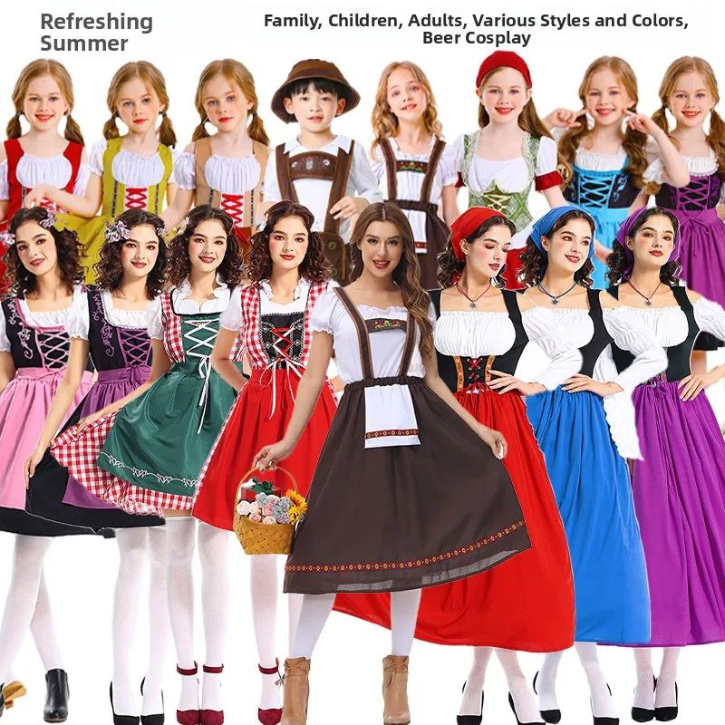 loween Adult Children's Beer Festival COS Clothes Ethnic Beer Performance Outfits Men's Women's Traditional Festival Costumes