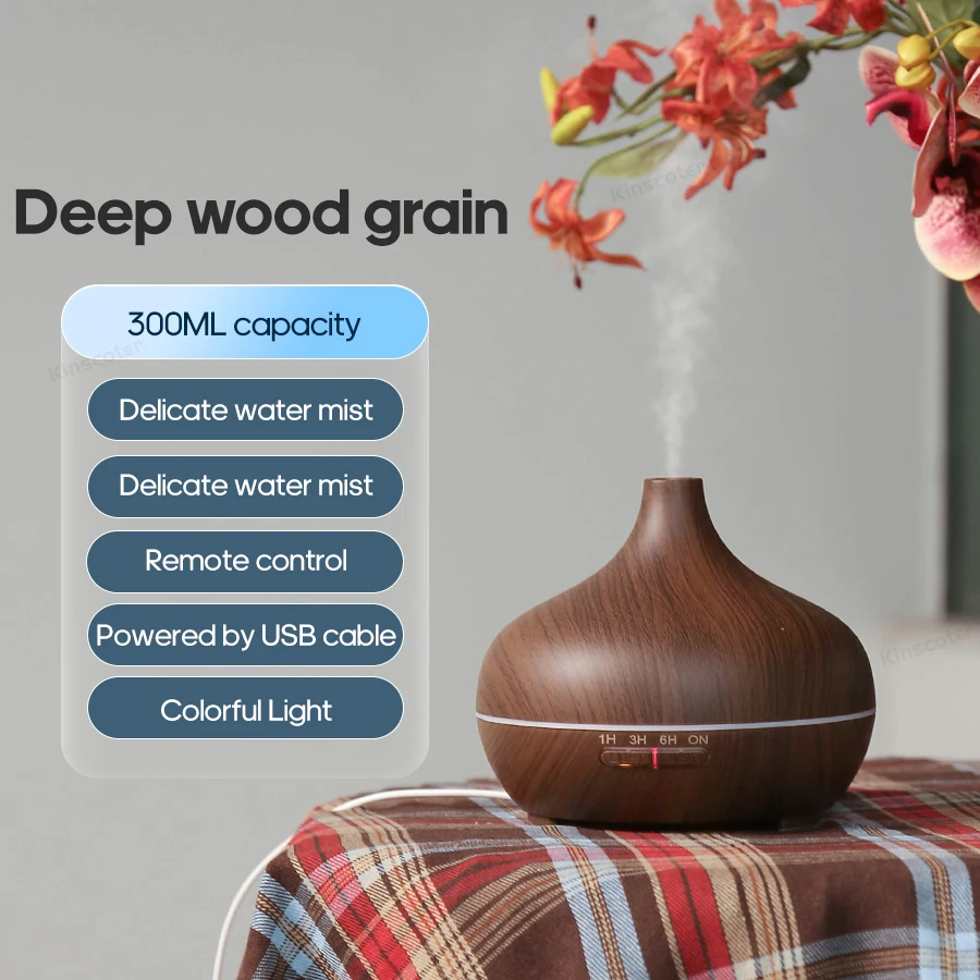Houten Aroma Diffuser USB Luchtbevochtiger Bureaureiniger Aroma Koel Mist Diffuser/Essentiële olie set - afbeelding 1