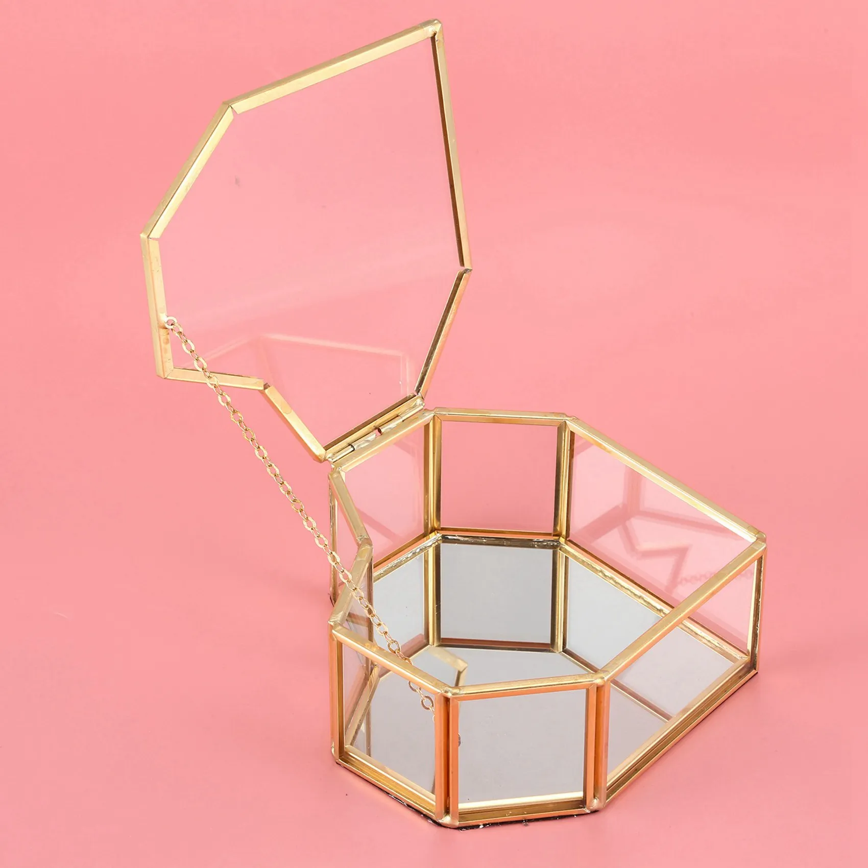 

ABSE-5X Flip Love Heart Shaped Geometric Glass Jewelry Box Glass Ring Box Exquisite Unique Wedding Jewelry Box Ring