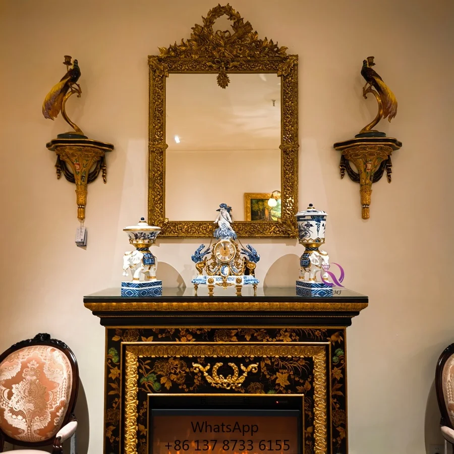 High-end Luxury Ceramics With Copper Decorative Clock Blue And White Porcelain Art Clock Crafts Ornaments