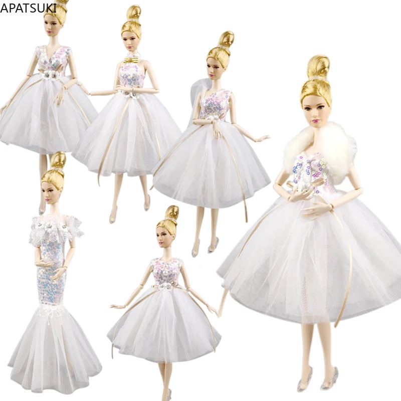 White Sequin Fashion Doll Ballet Dress For Barbie Doll Clothes Gown Crystal  Shoes Outfits 1/6 Dolls Accessories Kids Toys - AliExpress 26