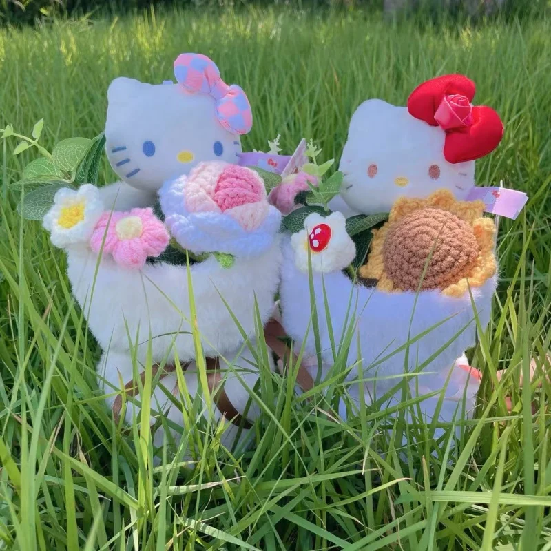 Echte Hellokitty Katzen-Plüschpuppe Gefüllte Tiere mit Blumen Kreativer Handgefertigter Blumenstrauß Valentinstag Weihnachten Abschlussgeschenke – Detail 3