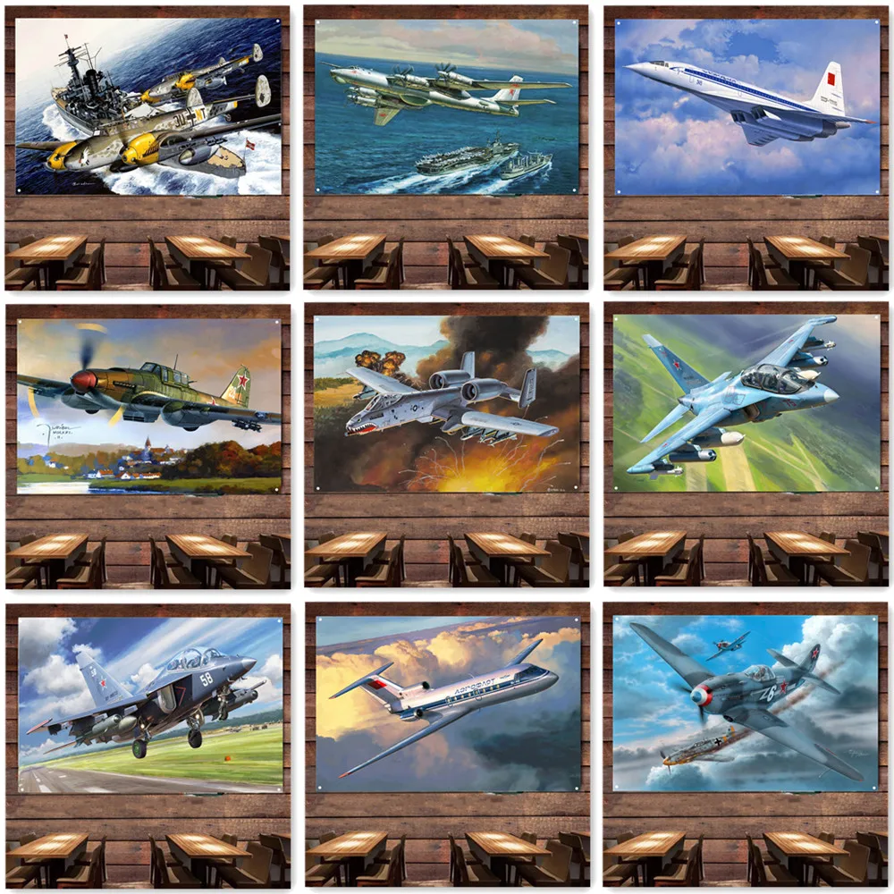 Fighter Jet Wall Decor Tapestry Attack Aircraft Wall Art Poster Air Force Banner Hanging Flag Aviation Artwork For Military Fans