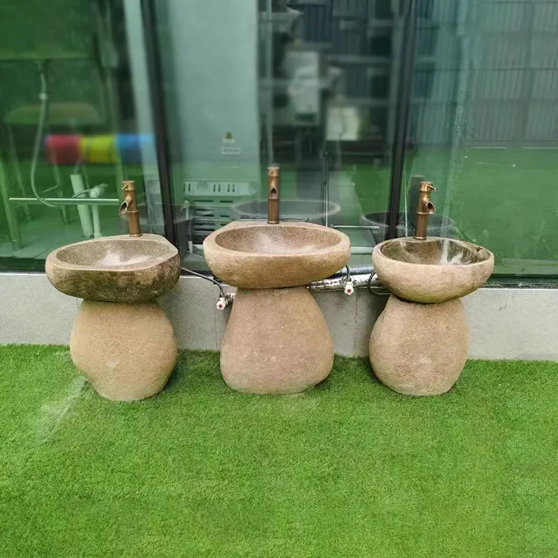 Picture 4: Washbasin Stone Washbasin Pillar Basin Rough Stone Pool Washbasin Cobble Sink
