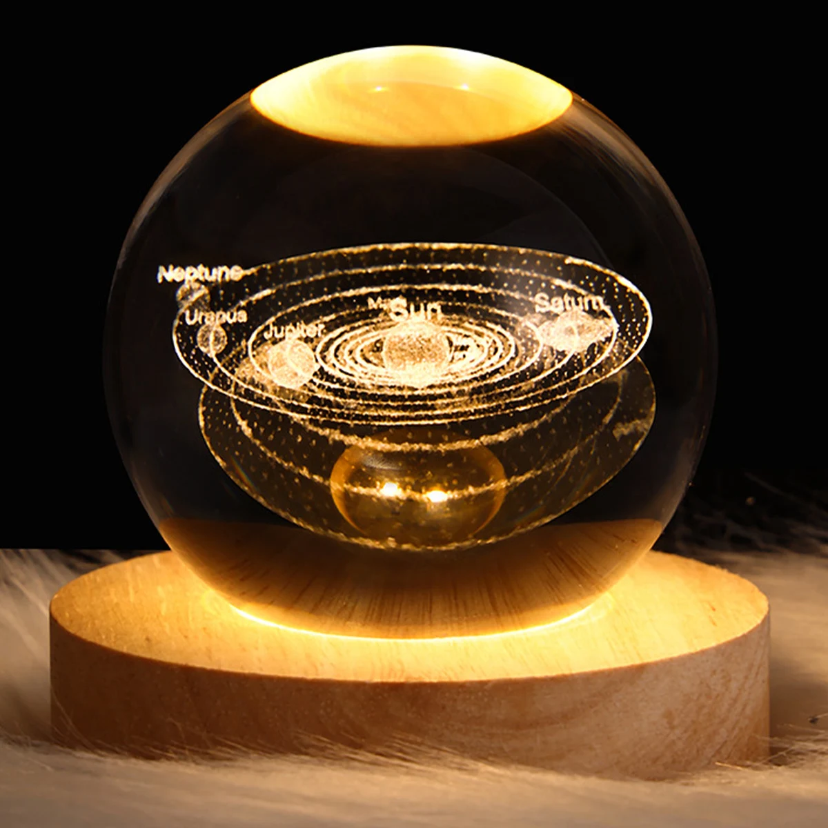 Crystal Ball Night Creative 3D Luminous Planetary Galaxy Astronaut Rechargeable Bedside Night Light Tabletop Ornament Gift
