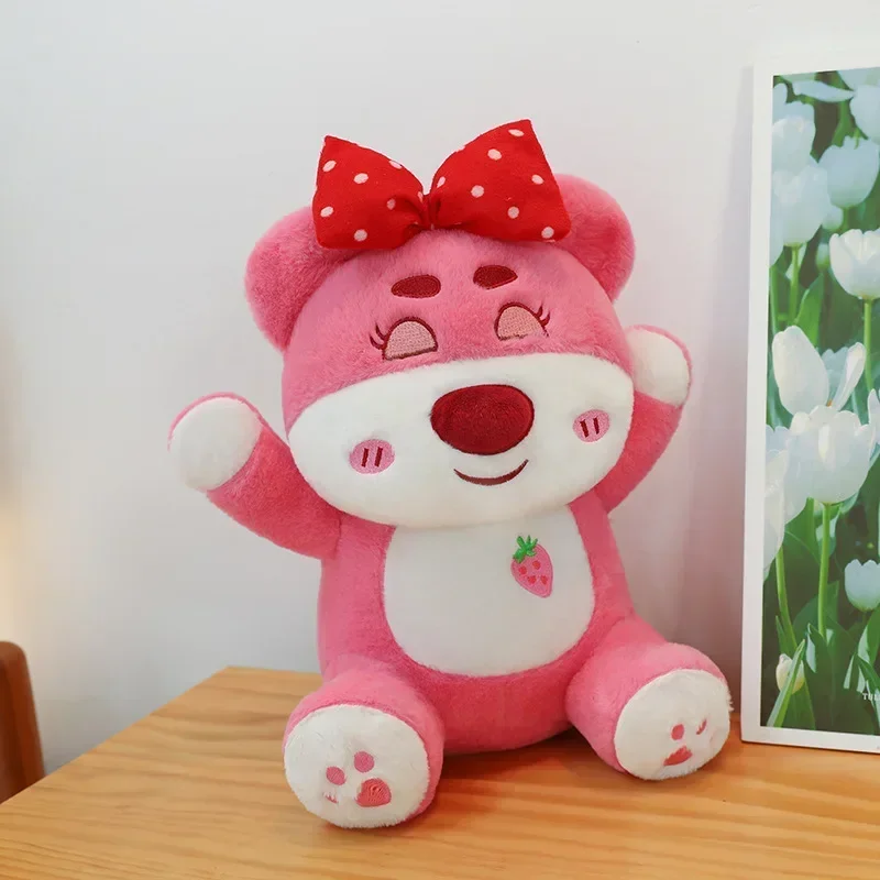 65cmの大きな可愛いピンクのイチゴクマのぬいぐるみ、大きな可愛いクマのぬいぐるみ、女の子の睡眠用枕、バレンタインデーの部屋の装飾ギフト