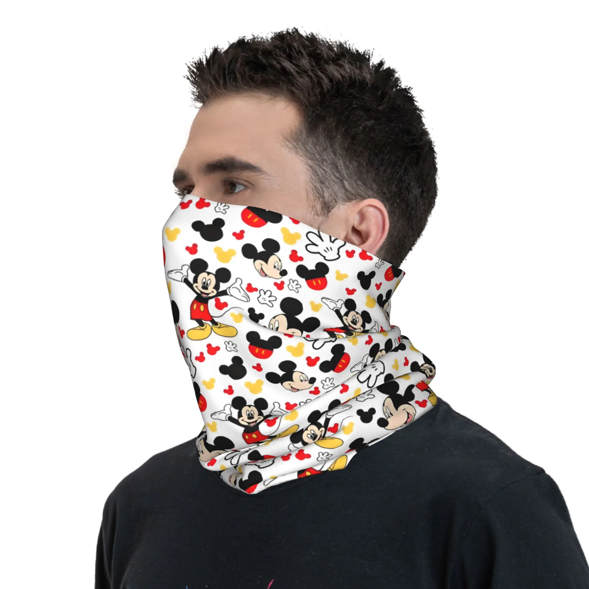 Personalizado mickey mouse bandana inverno pescoço à prova de vento envoltório rosto cachecol para esqui moda dos desenhos animados bonito impressão animação gaiter bandana