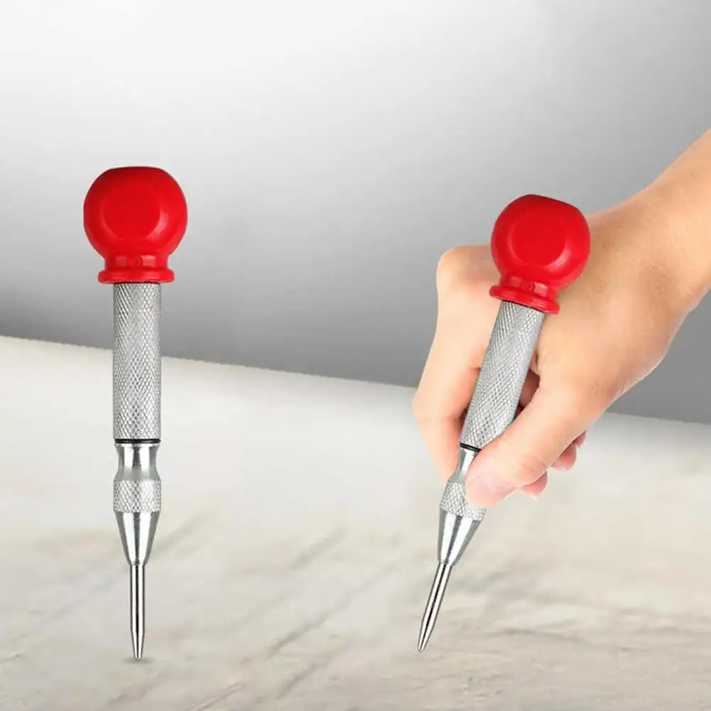 التلقائي الربيع تحميل مركز لكمة المعادن الناخس الصلب ثقب الذاتي دبوس علامة الربيع تحميل دنت ماركر أداة اليد نجار #6