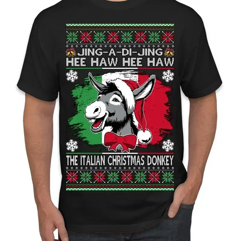 Jing a Di Dominick the Italian Donkey Ugly Christmas Sweater Men's T Shirt
