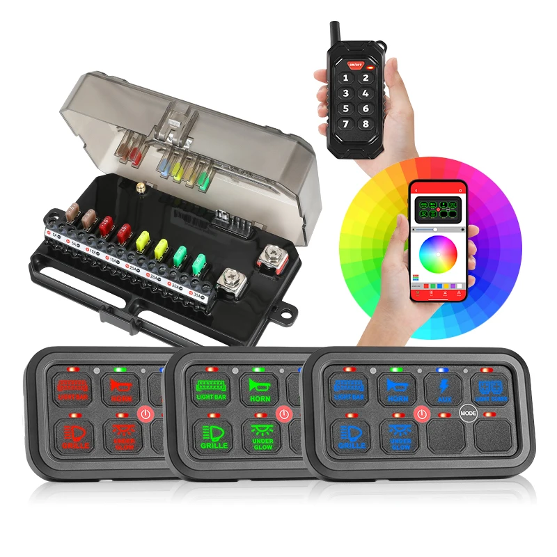 RGB 8 Gang Wireless 12V Remote Control Switch Panel New Condition App Operated Marine & Boat Switches