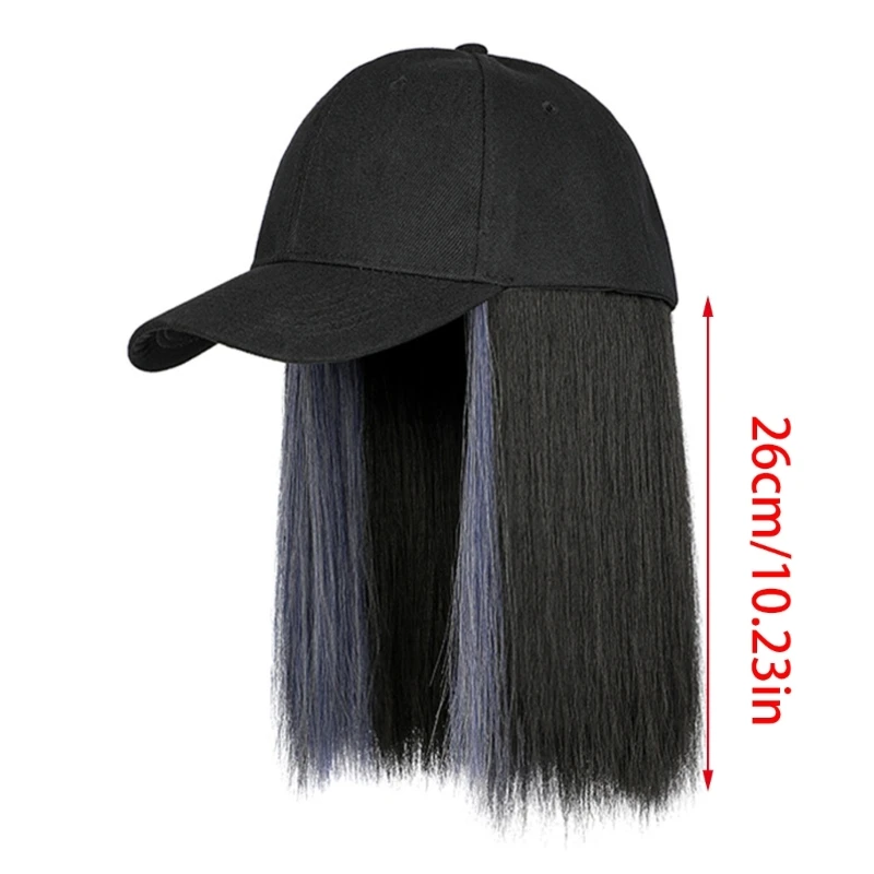 Girls Baseball Hat with Wigs Hair Extensions Sports Baseball for Holiday Photography Elegant Straight Hair Extensions