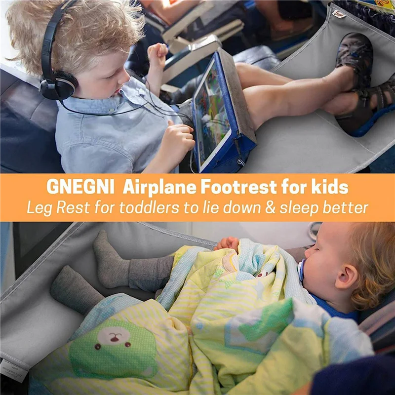 

2X Toddler Airplane Travel Bed, Airplane Footrest Cushion Extender For Kids, Kids Airplane Travel Essentials, Grey