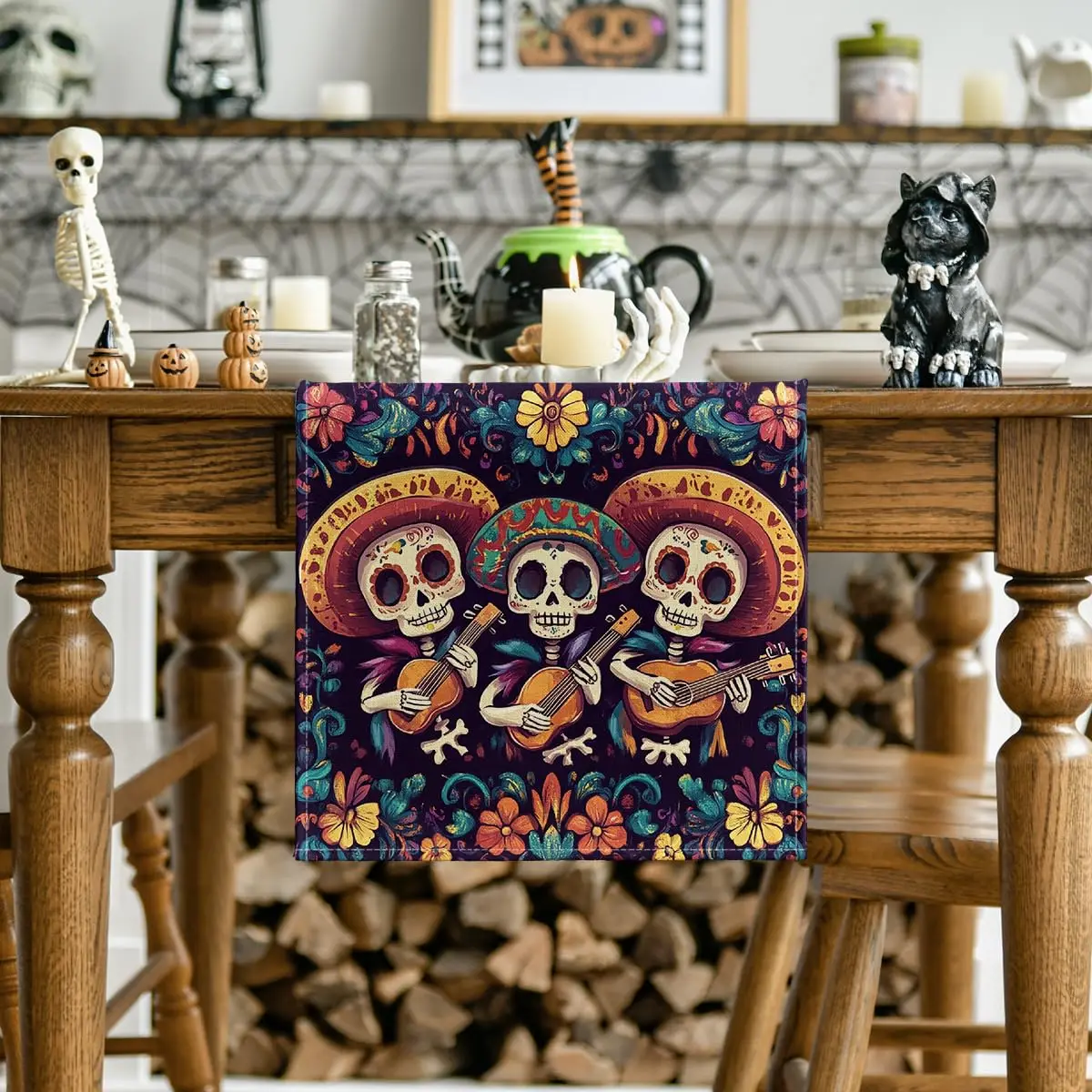 Mexican Birds Floral Fiesta Cinco De Mayo Table Runner, Dia De Los Muertos Seasonal Holiday Kitchen Dining for Home Party Decor