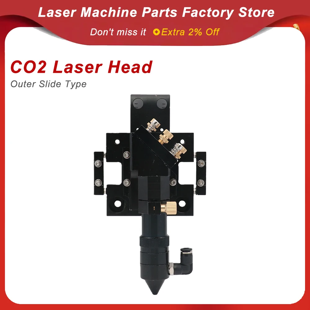 New Arrival CO2 Laser Head Outer Slider Type Dia.25mm Mirror Dia.20mm FL50.8/63.5mm Lens with Air Assist Nozzle
