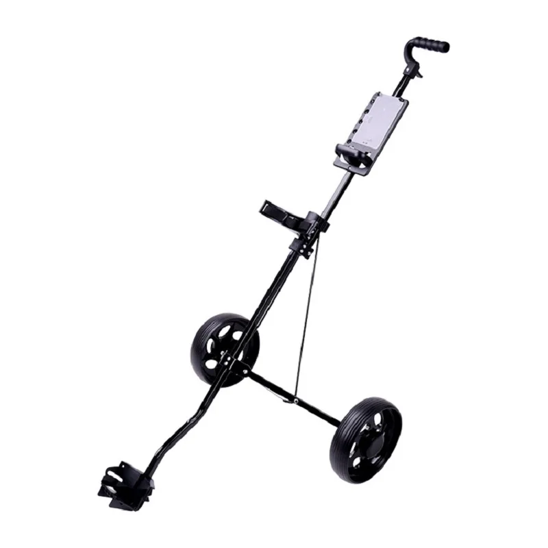 Golf Pull Cart Iron Black Adjustable Golf Trolley Cart 2 Wheels Push Pull Golf Cart Aluminium Alloy Foldable Trolley With Brake