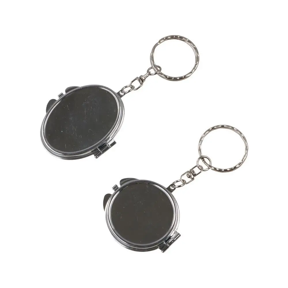 Makeup Mirror Folding Mirror Key Chain Metal Double Sides Makeup Cosmetic Mirror Key Ring Mini Portable