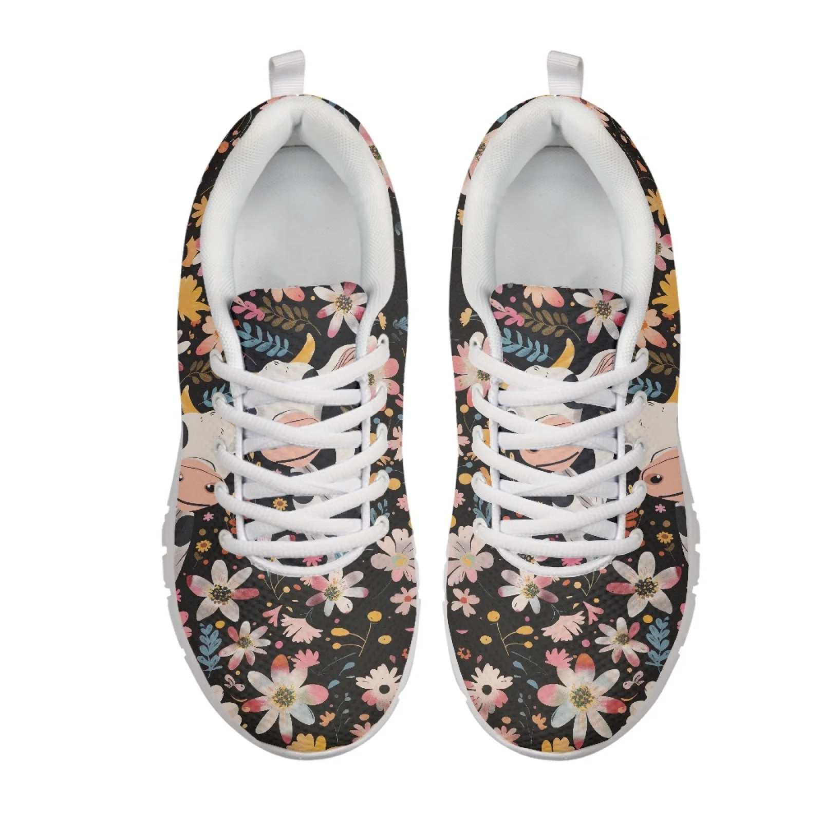 Coloranimal Flowers New Trend Walking Shoes Women Sneakers Breathable Tennis Shoes for Mens