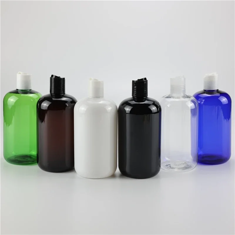 

500ML X 10 White Black Clear Brown Plastic Bottle With Disc Top Cap Empty Essential Oil Cosmetic Packaging Shampoo Lotion Bottle