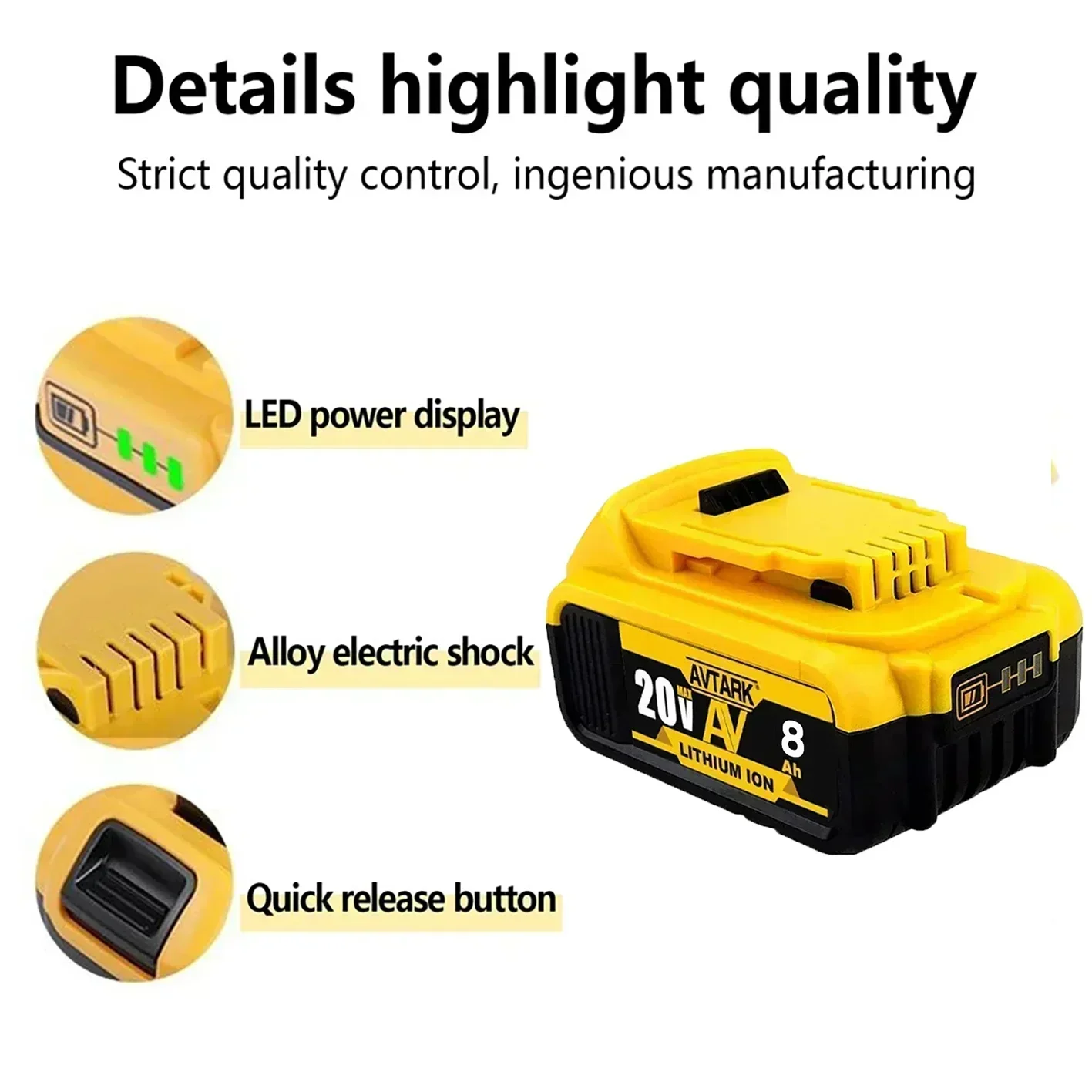 Original DCB200 20V 8000mAh For Dewalt DCB180 DCB181 DCB182 DCB201 DCB206 Lin-ion Battery Directly supplied by the manufacturer