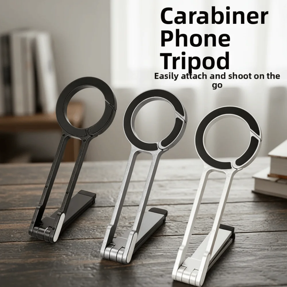 Foldable Phone Tripod Carabiner Adjustable ABS Dual-sided Magnet Tripod Lightweight Portable Magnetic Phone Tripod