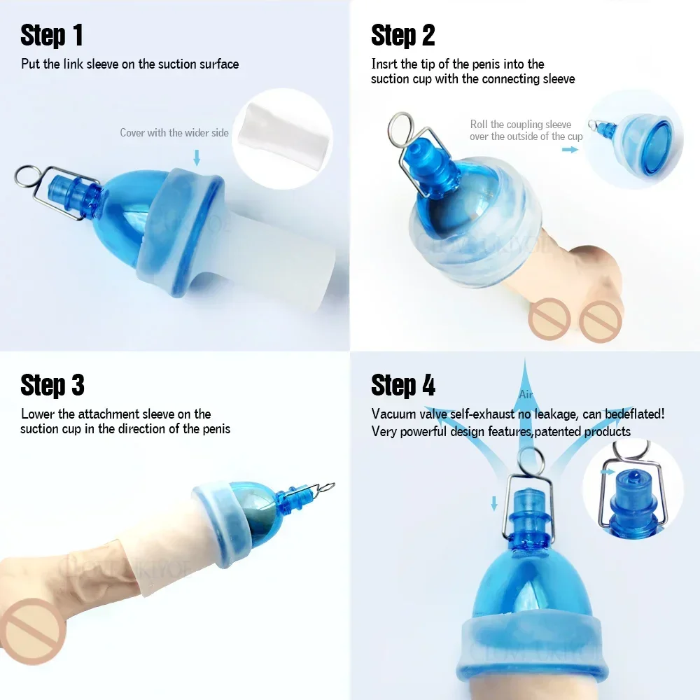 Male Penis Enlargement Extender Vacuum Cup Hanger Belt Penile Enlarger Stretcher Pump Enhancement Tension Device Sex Toy for Men