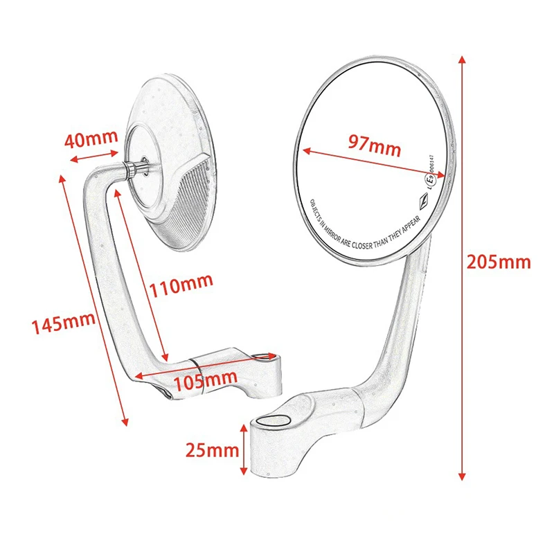 Motorcycle E-Mark CNC Aluminum Rearview Mirror Universal Retro Round Side Convex Mirror for Honda Shadow 600 Ducati Monster 696 view 6