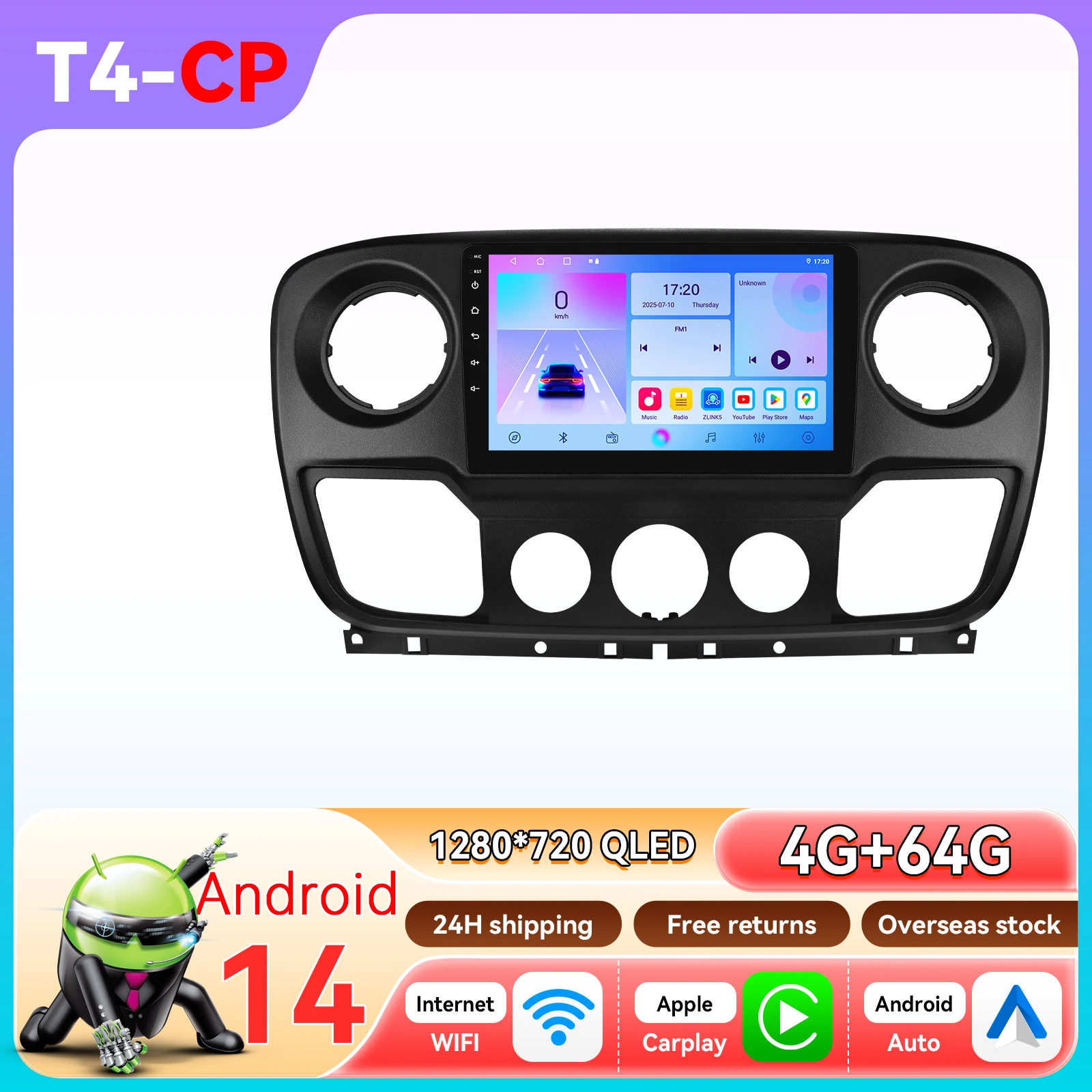Android 14 autoradio voor Renault Master III 3 Nissan NV400 Opel Movano 2010-2021 Intelligente Carplay Auto Multimedia GPS 4G 6115