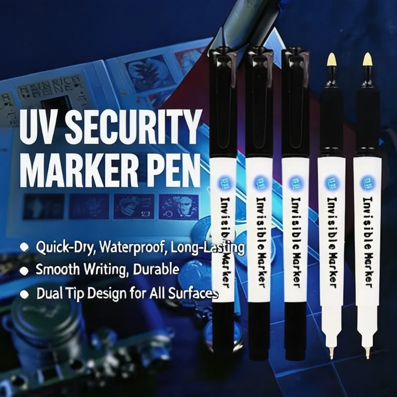 

10pcs UV Invisible Ink Marker Pen Waterproof Permanent Anti-tamper Security Marker Secret Code Pen Ultraviolet Fluorescent Pen