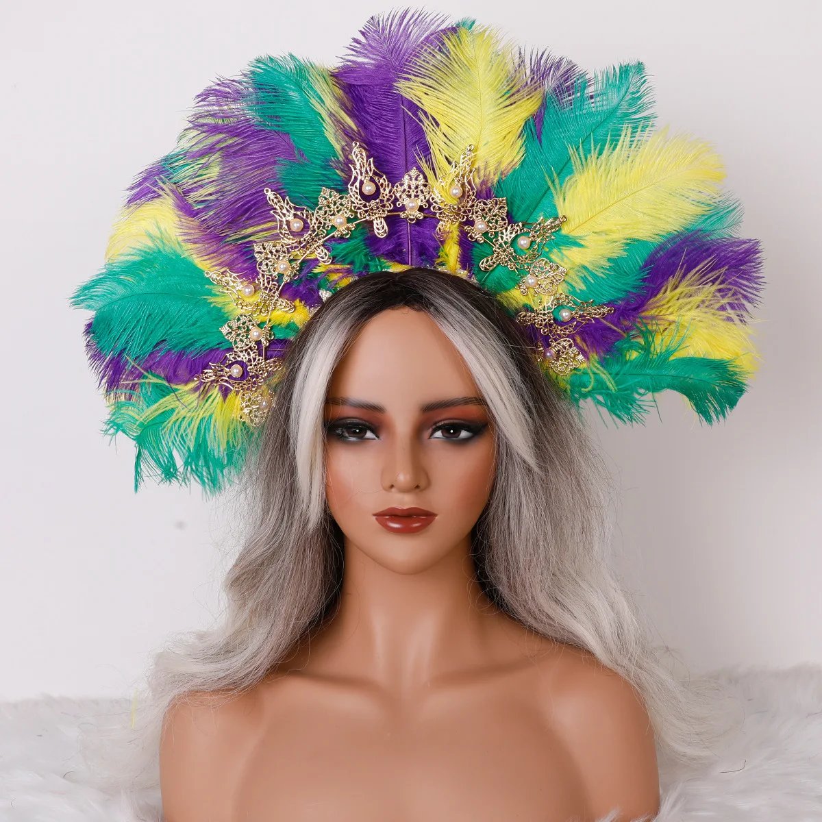 Solid Color Feather Headband Decorative Headwear Suitable For Halloween Masquerade Parties Carnival Parades And Costume 3