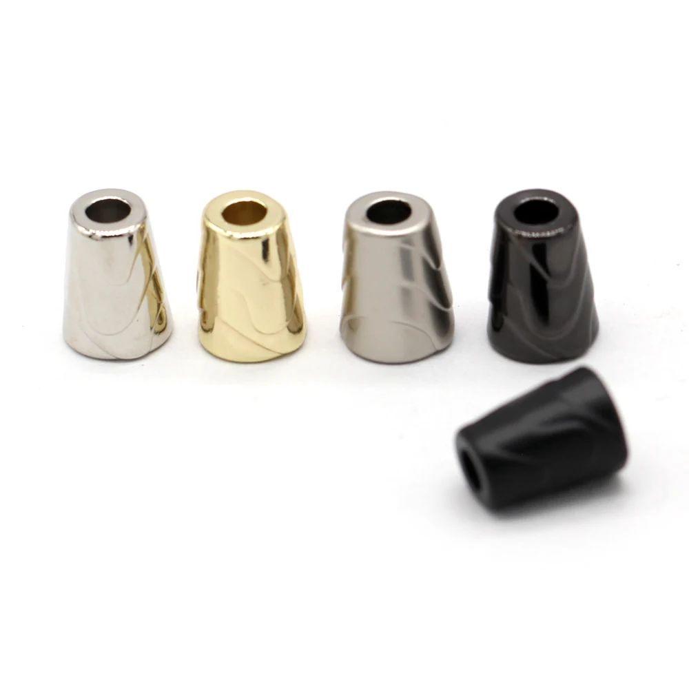 HENGC 10Pcs Conical Wavy Metal Cord Ends Rope Buckles Lanyard Clips Fastener Shoelace Accessories Basg DIY Craft