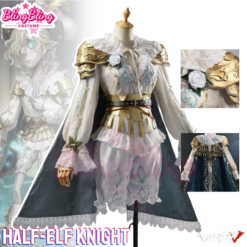 Half-Elf Knight Cosplay Costume Game Identity V Grave Keeper Cosplay Half-Elf Knight Costume and Half-Elf Knight Cosplay Wig