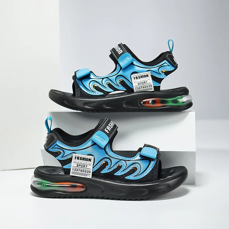 

Детские сандалии, летние дышащие нескользящие уличные пляжные повседневные туфли на плоской подошве, модные новые удобные сандалии 2025 года для детей