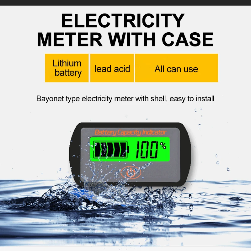 12V 24V 36V 48V Lead-acid Voltmeter LCD Display Touch-Type Voltage Tester Adjustable 6-63V Lithium Battery Capacity Indicator