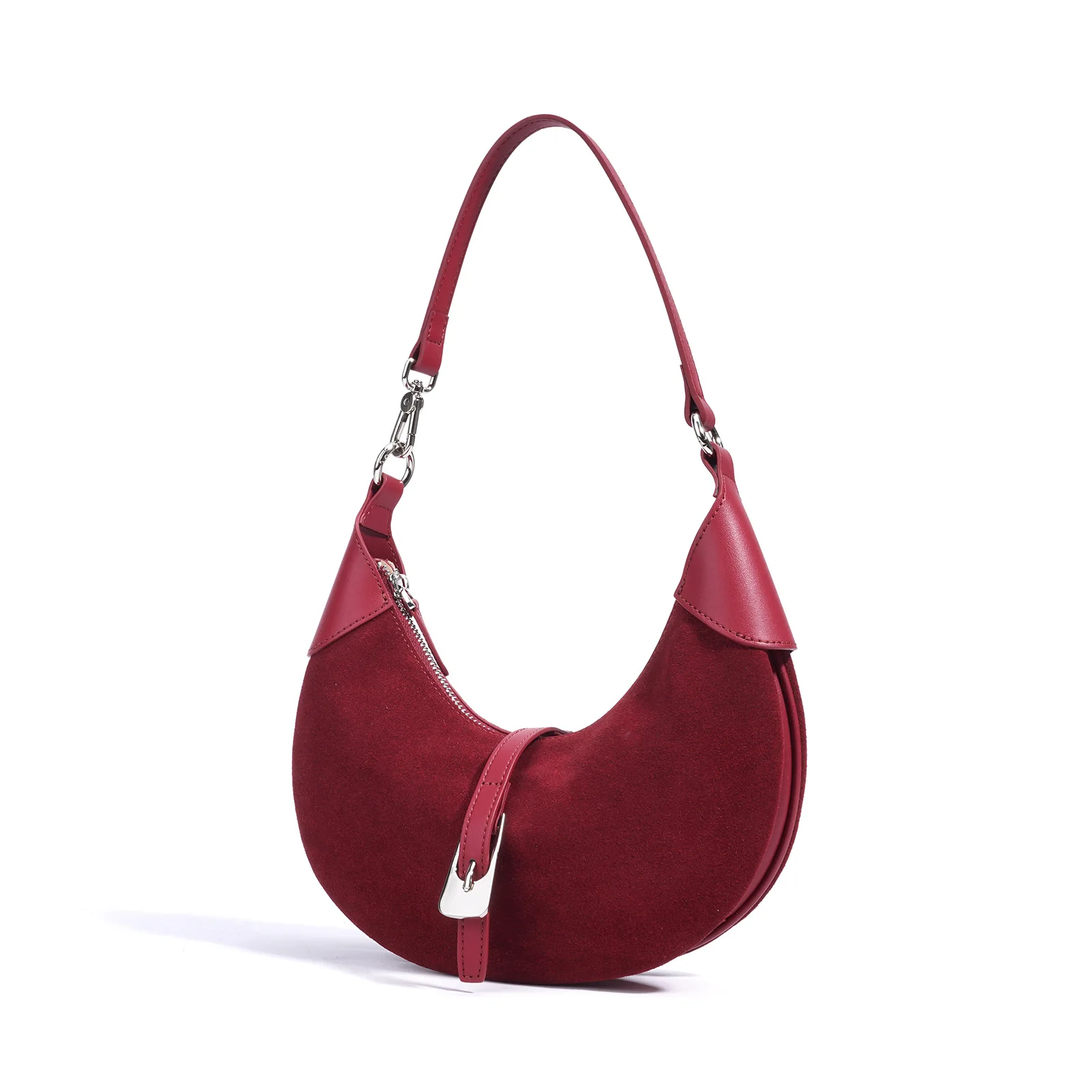 Customize Logo Women's Burgundy Genuine Leather Bag Luxury Vintage Red Shoulder Bags Girls Nubuck Vintage Red Crossbody Handbags