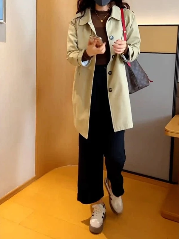 

plus Size Casual Ele Windbreaker Jaet Women's Mid-Length Korean Sle Loose Briti Coat Spring Faion plus Size