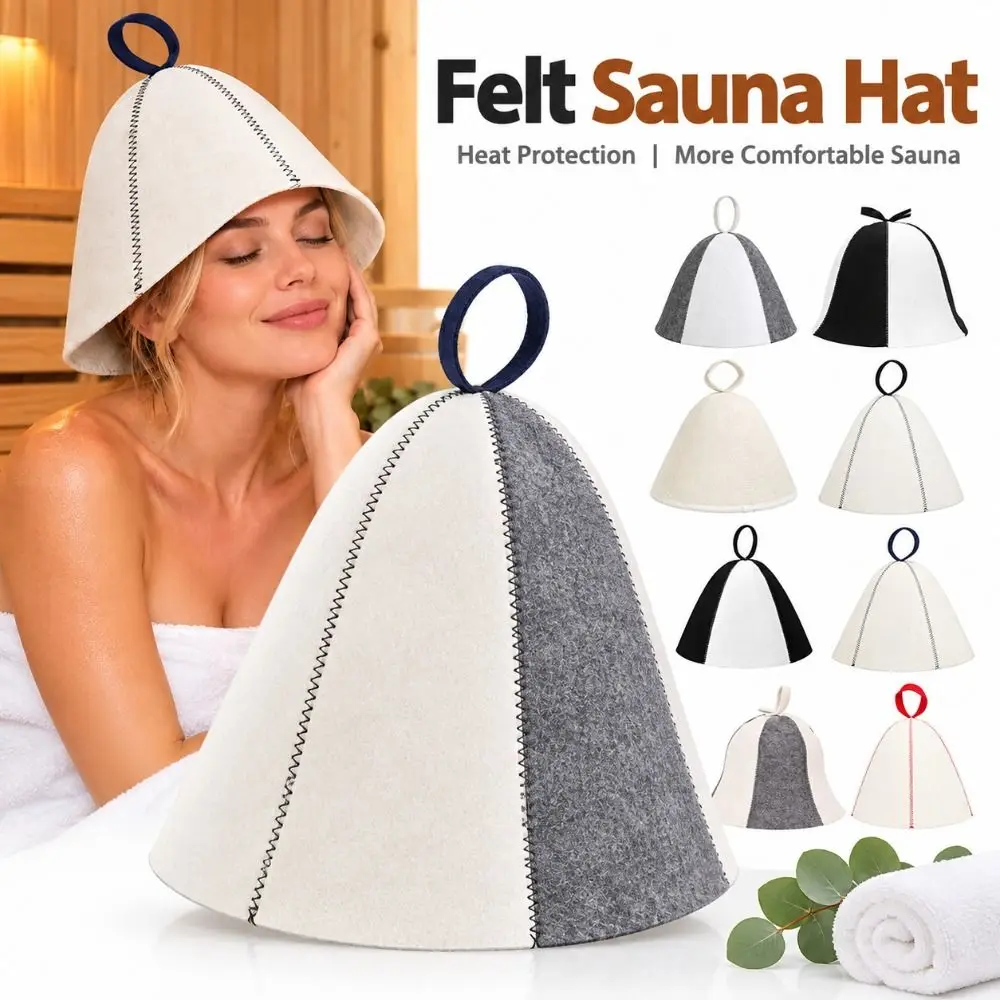 Gifts Felt Sauna Hat Absorbent Thickened Sauna Cap Protective Hanging Loop Steam Room Cap Unisex