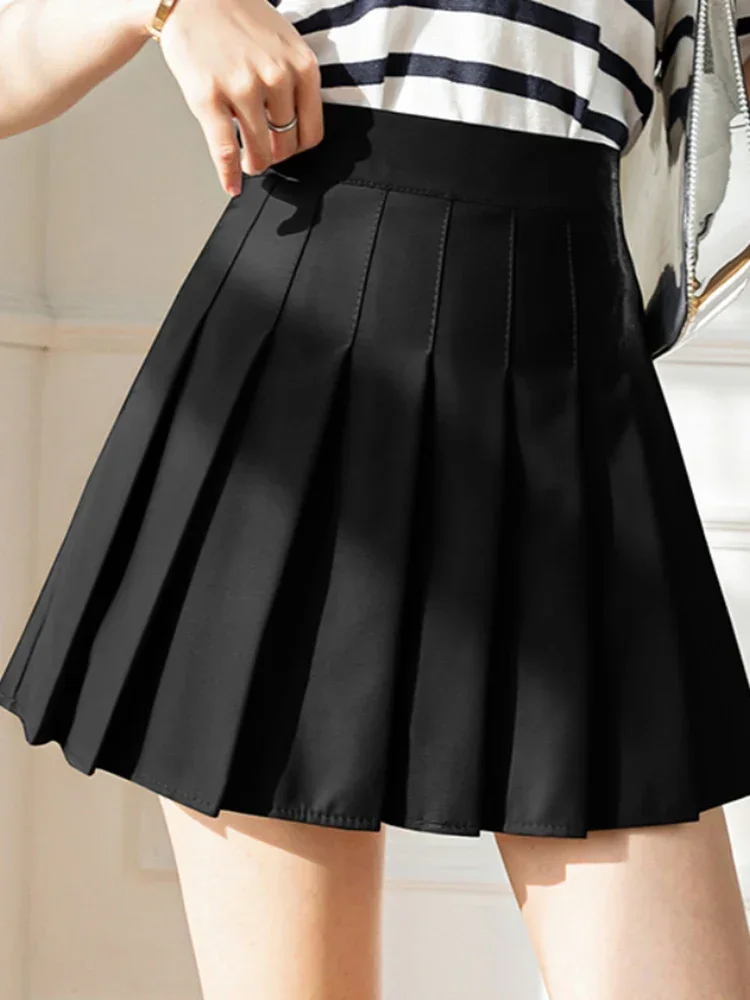 White Women Pleated Skirts Summer High Waist Zipper Girls Dancing JK Mini Skirts Black Fashion Student A Line Faldas 2023