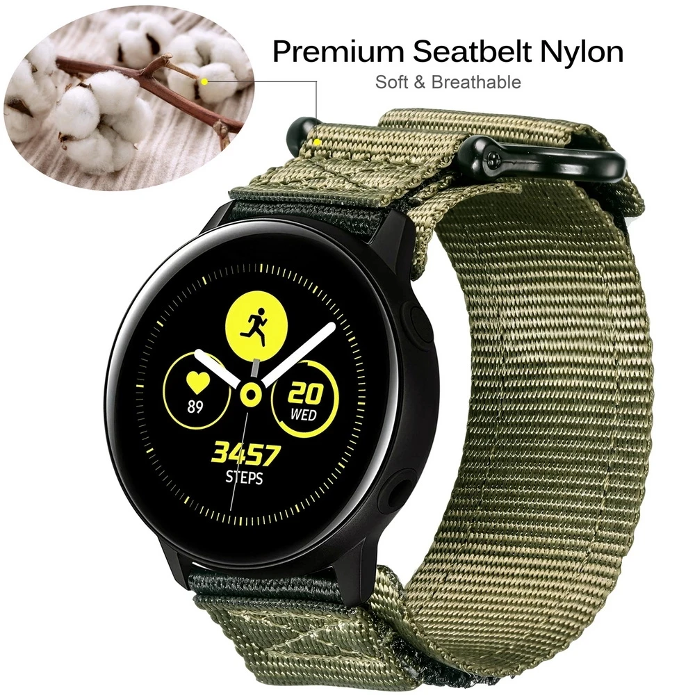 HEMSUT Nylon Thể Thao Quân Đội Dây Đồng Hồ Dành Cho Samsung Galaxy Samsung Galaxy Dây Đồng Hồ Dành Cho Nam Nhanh Chóng Phát Hành Nhanh Khô 20MM 22MM