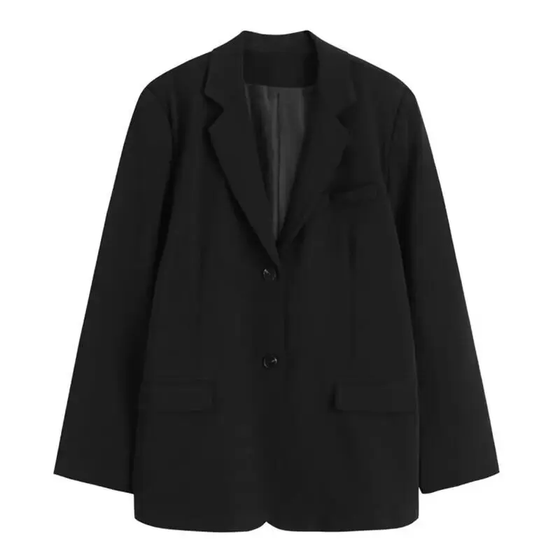 double-layer lapel double breasted wide suit jacket for autumn and winter new women's clothing