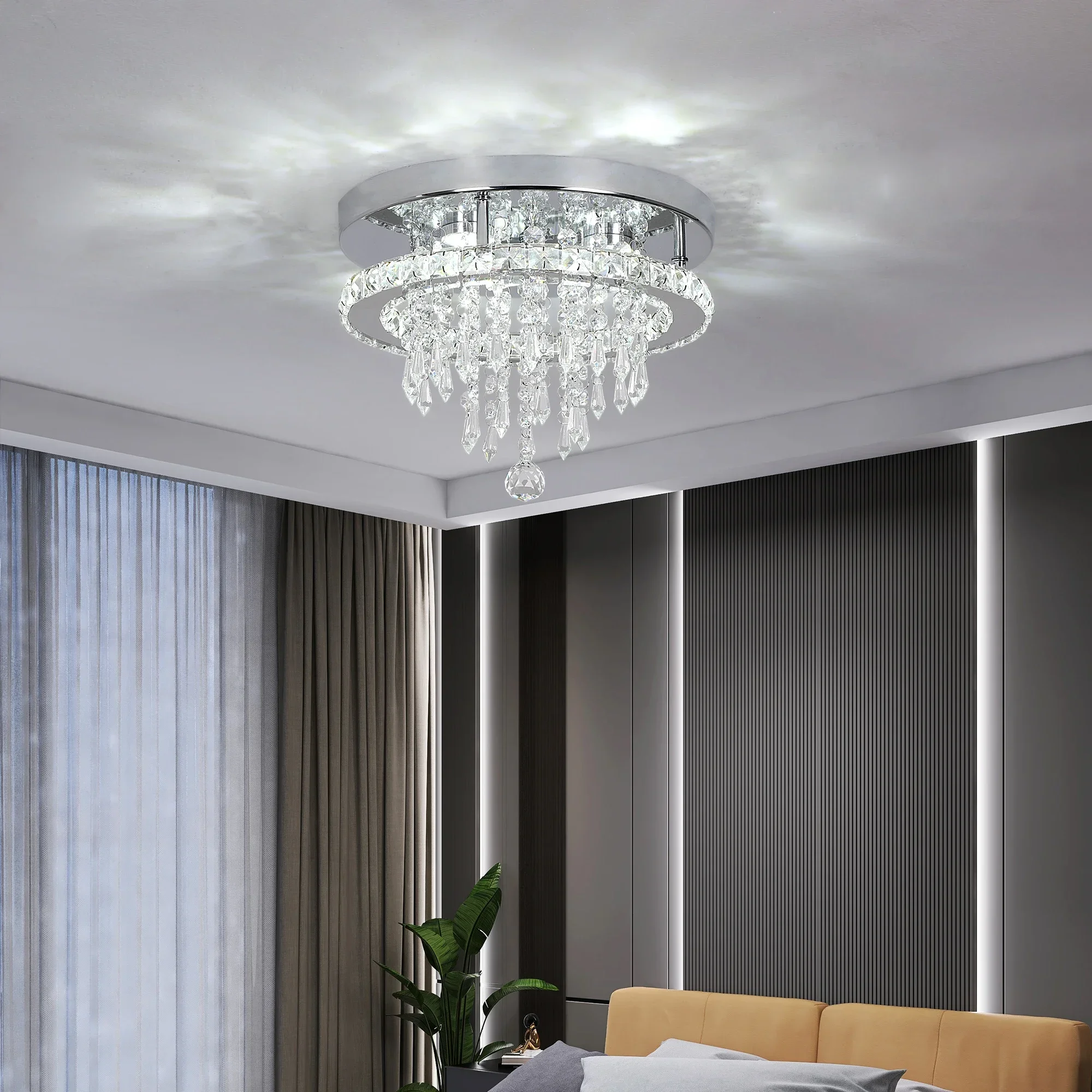 Lámpara de techo de cristal cuadrada para interiores, candelabros LED modernos para habitación, sala de estar, decoración del hogar, candelabro de