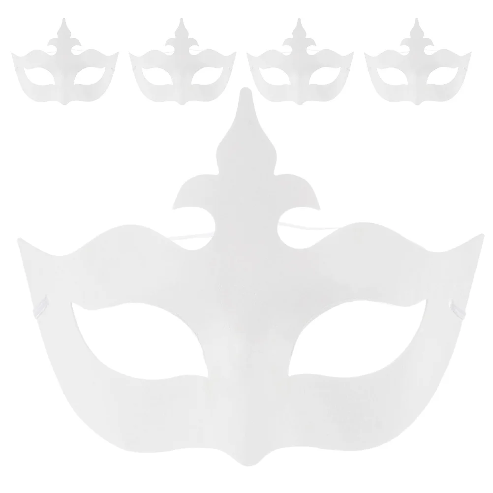 

5Pcs White Masquerade Crown Paper Mask DIY Paintable Half Face Masks for Mardi Gras Party Carnival Birthday Mardi Gras Mask Kit